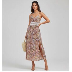 Boho Paisley Lace Insert Cami Dress
